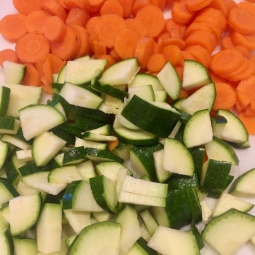 Carrots and zucchini chopped