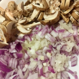 Chopped Onions and Sliced Mushrooms